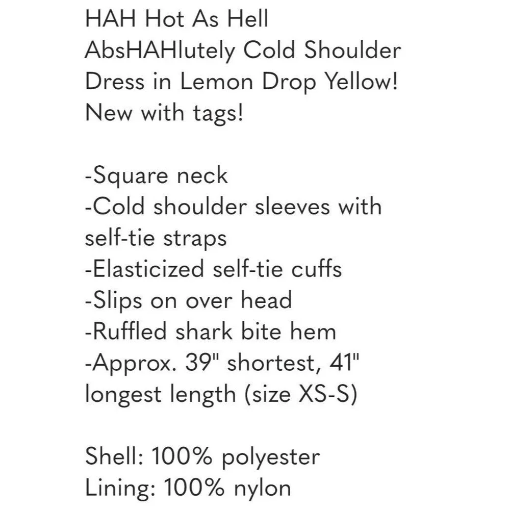 We are HAH / Free People / Revolve Cold Shouler Lemon Drop Chifon Dress XS/ S - Picture 4 of 4